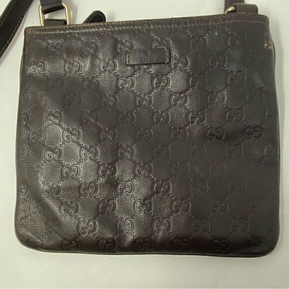 Gucci Dark Brown Guccissima Leather Crossbody Bag - Picture 1 of 11